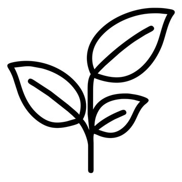 black outline leaves on stem clip art preview