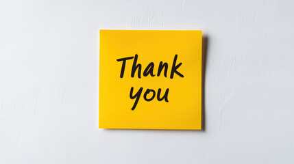 Thank you note on yellow sticky note, expressing gratitude and appreciation. This simple yet effective message can brighten someones day and convey heartfelt thanks
