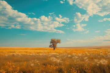 Beautiful shot of the amazing tree and landscapes under the blue sky in summer