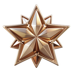 Shiny gold ten-pointed star. Realistic metal icon. Casino element. Colorful illustration. Ai generated.