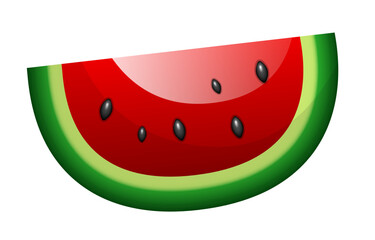 Watermelon slice. Vector 3D illustration isolated on white background.