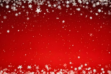 Red Christmas Background with Stars and Snowflakes