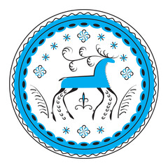 Abstract picture in the style of Mezen painting