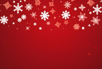 Red Background With Snowflakes For Christmas Card