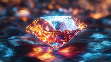 Sparkling Diamond on Colorful Background