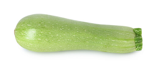 One fresh ripe zucchini isolated on white, top view
