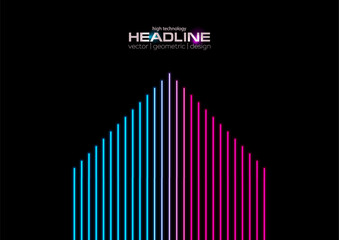 Bright blue ultraviolet abstract neon arrows tech banner design. Futuristic laser sci-fi vector background