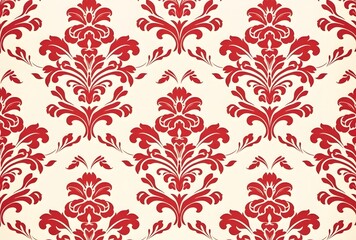 Vintage Red Damask Pattern Wallpaper Design
