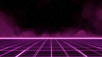 Futuristic neon grid landscape
