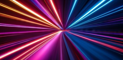 Abstract Light Speed Motion in a Highway Tunnel, AI generated illustration