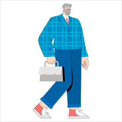 Older Businessman. Flat Vector Illustration