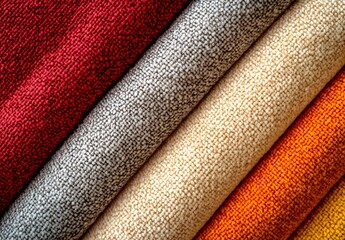 Red, Beige, and Orange Fabric Samples for Interior Design