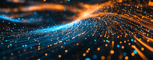 Dynamic Abstract Technology Background with Light Streaks, AI generated illustration