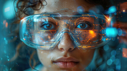 Designer tests wearable tech with augmented reality display.