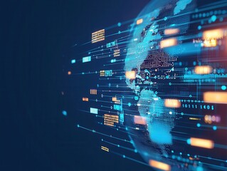 Digital globe with data streams and networks