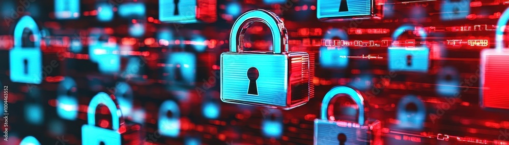 Aufkleber digital security locks on data background