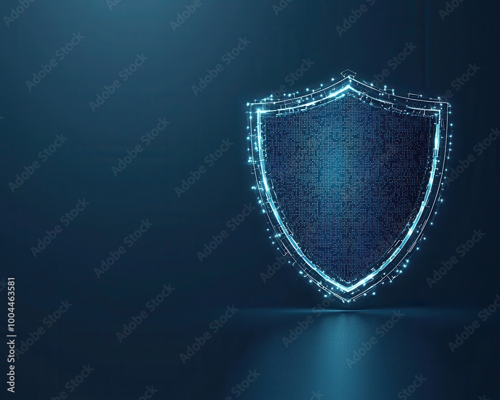 Aufkleber digital security shield on dark background