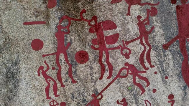 Prehistoric Bronze Age carvings at Fossum in Sweden