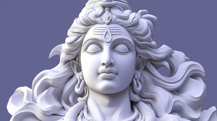 White marble shiva statue. Hindu Temple. Illustration