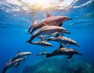 Obraz premium 돌고래의 바다 여행
