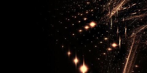 futuristisches symmetrisches Netzwerk aus hellen goldgelben Lichtern, Datentransfer, Technologie,...