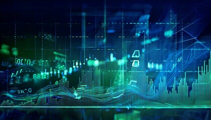 Naklejka premium Modern finance background featuring abstract shapes and lines in a vibrant color palette, enhanced by generative AI