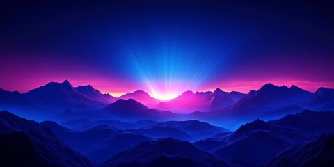 Obraz premium Abstract mountain landscape with glowing pink and blue hues, a smooth gradient