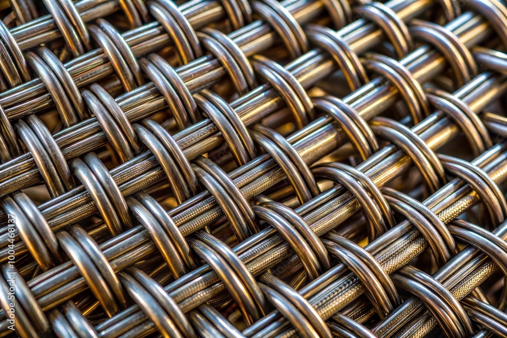 Canvas Prints woven metal texture close-up with intricate pattern and details