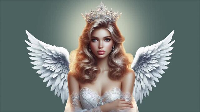 Beautiful Angel in White with Illustration Video