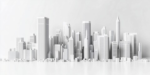 Monochromatic white city skyline