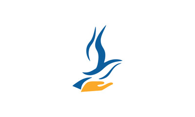 a caring dove themed graphic image, on a white background. vector graphic base.