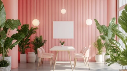 Fototapeta premium Modern Open Workspace with Ergonomic Chairs and Plants