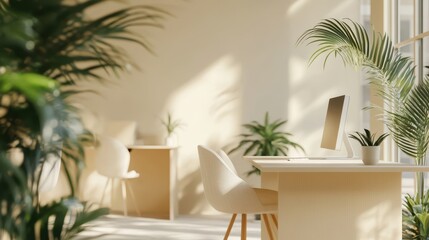 Bright Contemporary Workspace with Open Desks