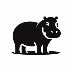 Fototapeta premium Hippopotamus minimalist silhouette illustration vector graphic design element, Hippo Silhouette, Hippo Isolated On White Background