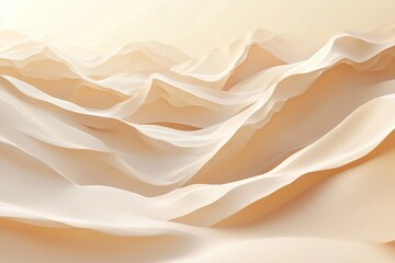 Undulating waves of soft beige fabric create an abstract landscape with gentle curves and textures.