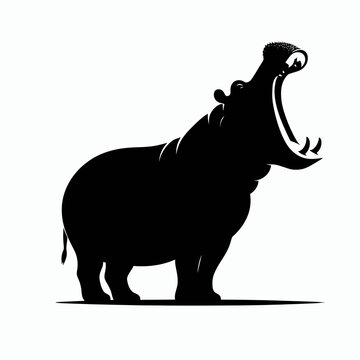 recommend clip art: Hippopotamus minimalist silhouette illustration vector graphic design element, Hippo Silhouette, Hippo Isolated On White Background