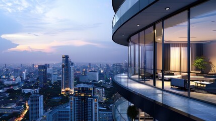 Naklejka premium Cityscape View from a Modern Apartment