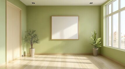 Tranquil Living Room with Light Green Walls