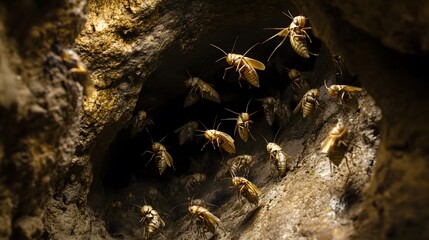 46. A colony of crickets chirping in their subterranean home