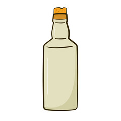 Empty bottle with cork. Cartoon