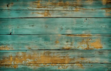 Fototapeta premium Rustic Teal Wooden Background with Gold Texture