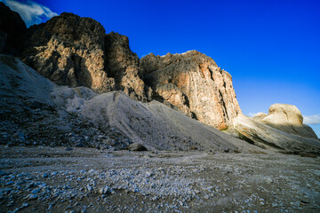 Fototapeta premium Summer alpine landscape from Catinaccio Group in the Dolomites, Italy, Europe