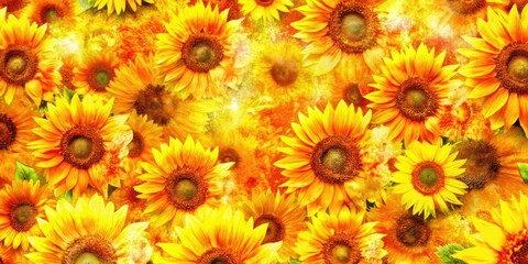 Sunflowers are blooming brightly in the sunny field.