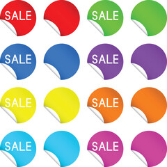 Folded Circle Sales Badge/ Sticker Collection Which Have a Text Sale and The Other One Blank