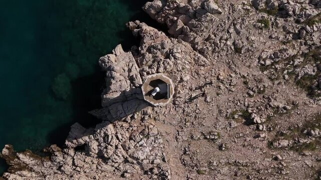Bird's-eye of the navigational beacon on the peninsula