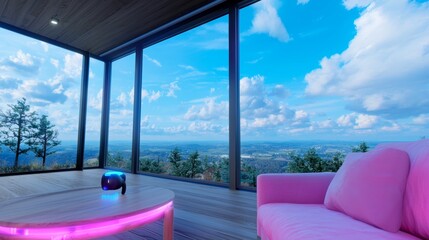 Fototapeta premium A futuristic design process where clients explore their future home in a VR simulation, collaborating with architects to customize layouts and features in real-time.
