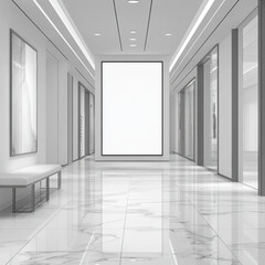  un letrero blanco en blanco en un centro comercial.