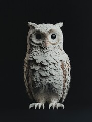 Obraz premium Owl statue on black background