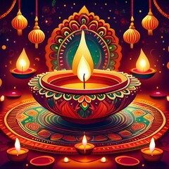 Diwali Hindu festival of lights colorful festive background