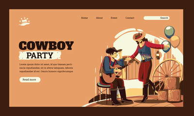 Modern of Cowboy Party landing Page Design